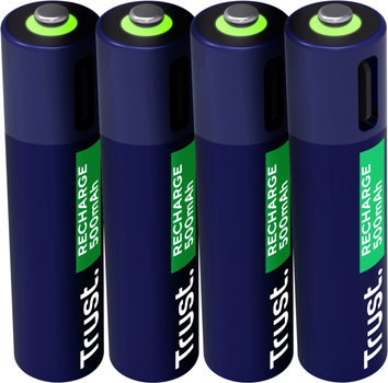 Аккумулятор Trust USB Type-C AAA, 1.5V 500mAh, Li-Ion, 4 шт (TR25671)