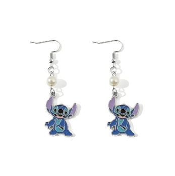 Серьги бижутерия Лило и Стич (Lilo and Stitch) висячие 6 см голубые(II) 33950