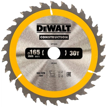 Диск пильный по дереву DeWALT СONSTRUCTION 165х20мм (DT1935)
