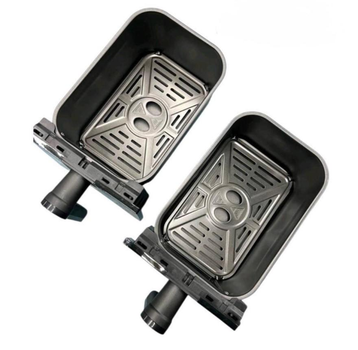 Аэрогриль с 2 чашами Rainberg RB 2290 4200W аэрофритюрница безмасляная для приготовления без масла с регулировкой температуры (6,5 л+6,5 л) черная с серым