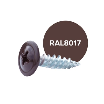 Саморіз з прес-шайбою TEEM по металу гострий RAL 8017 коричневий, 4,20х19 мм, 500 шт