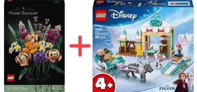 Набор конструкторов LEGO Botanicals Букет 756 деталей + Disney Приключения Анны на санях 192 детали (10280_43256)