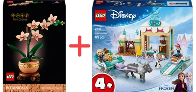 Набор конструкторов LEGO Botanicals Мини орхидея 274 детали + Disney Приключения Анны на санях 192 детали (10343_43256)