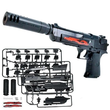 Детский конструктор пистолет на пульках Desert Eagle с глушителем DIY Black (287086)