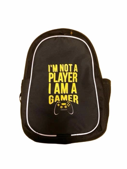 Рюкзак шкільний для хлопчика з принтом чорного кольору I`m not a player, I'm a gamer