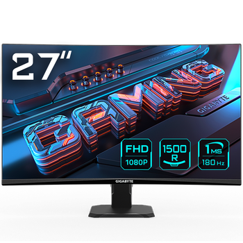 Монітор 27" Gigabyte GS27FC - FHD Super Speed VA / 1500R / 180Hz / 1ms / 8-Bit / sRGB 108% / FreeSync Premium Pro / G-SYNC Compatible / Game Assist / Black eQualizer