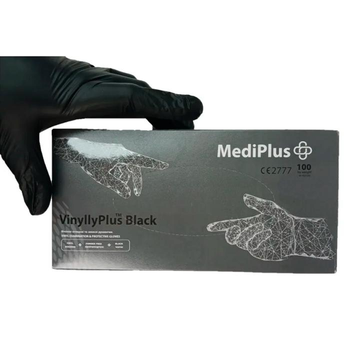 Рукавички вінілові MediPlus VinyllyPlus Black PF Чорні, размер L, 100 шт