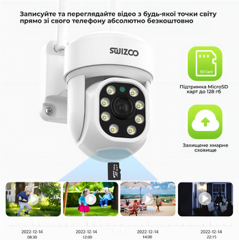 Внешняя IP-камера видеонаблюдения Swizoo S30 для дома и улицы Wi-Fi (белая)