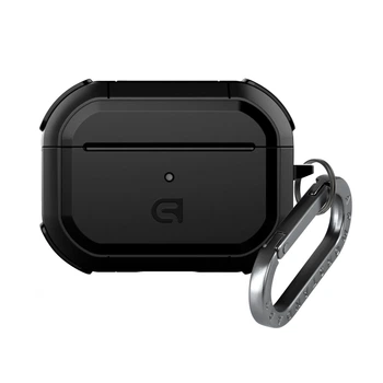 Чохол для навушників Apple AirPods Pro 2 2022, чорний, Panzer, протиударний захисний кейс з TPU та полікарбонату, посилені стінки, захист від подряпин, пилу та ударів, легкий та компактний, з карабіном для кріплення, ArmorStandart (ARM82750)