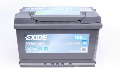 Акумуляторна батарея 105Ah/850A (315x175x205/+R/B13) Premium EXIDE EA1050 UA63 Exide (EA1050)