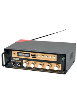 Усилитель звука стереоусилитель интегральный 2-х канальный 2x60W эквалайзер блютуз Bluetooth USB FM пульт UKC SN-222BT Black/Черный