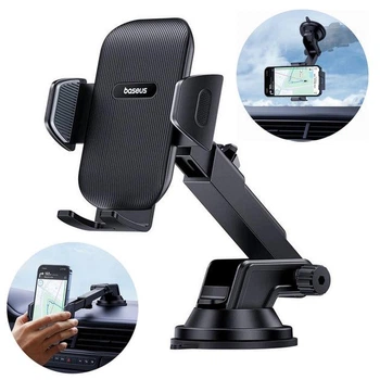 Автомобільний тримач для телефону Baseus UltraControl Go Series Clamp-Type Phone Holder для кріплення на панель/торпедо/лобове скло/дефлектор (C40361600111-00) Black