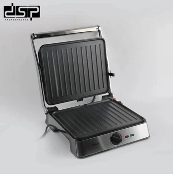 Гриль электрический прижимной DSP KB1105 с терморегулятором 2200 Вт Серебристый с черным