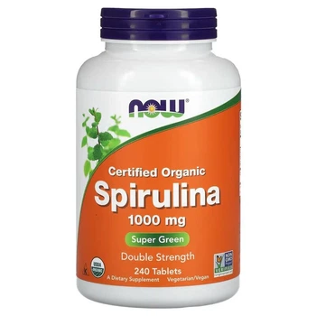 Натуральна добавка NOW Spirulina 1000 mg Certified Organic, 240 таблеток