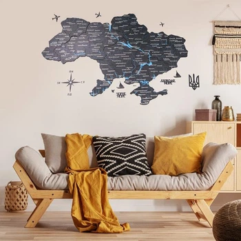 Міднайт Одношарова (2Д) мапа України 150х99 см Enjoy The Wood