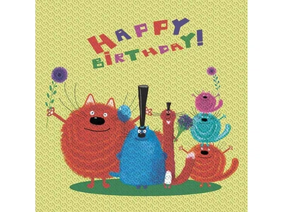 Серветки з малюнком День Народження SILKEN 16шт паперові 33*33см "HAPPY BIRTHDAY" 2шари