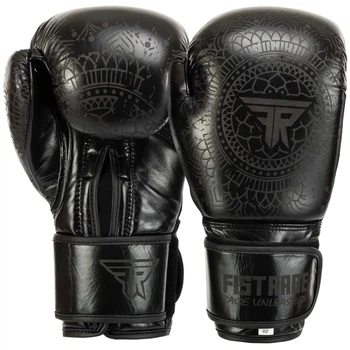 Перчатки боксерские кожаные на липучке Fistrage Fight Gear 5543 размер 10 унций Black