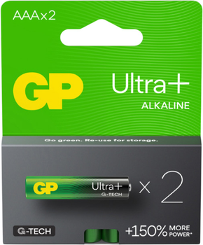 Щелочные батарейки GP Ultra Plus Alkaline AAA 1.5V 24AUP-U2 LR03 2 шт (4891199218163)