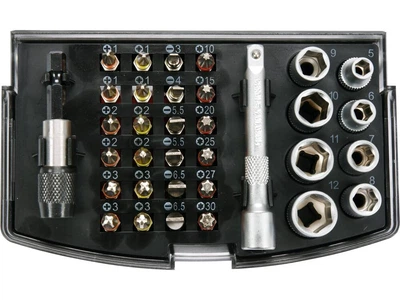 Набор насадок и головок 1/4", М5-12 мм, PH-PZ-SL-TORX, 34 ед. YATO (YT-04623)