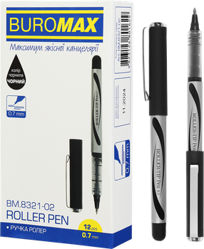 Набор ручек-роллеров Buromax 0.7 мм Черных 12 шт (BM.8321-02)