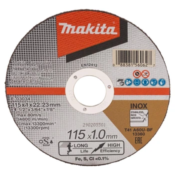Круг відрізний по мет, MAKITA 115*1,0 60U плаский нерж. E-03034