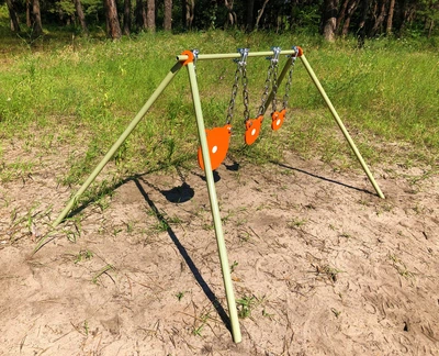 Стойка с мишенями гонгами 125, 80 и 60мм, для калибра 22LR. Сателит (718)