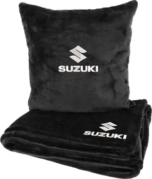 Подушка и плед в авто EVAtech из махры S для Suzuki черные (MBLMPSSBV112)