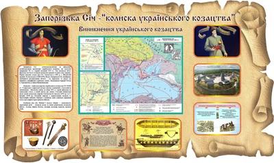 Стенд «Запорізька Січ – «Колиска українського козацтва» 1850мм×1100мм (Арт0857)