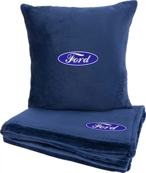 Подушка та плед в авто EVAtech із махри M для Ford сині (MBLMPSMLV010)