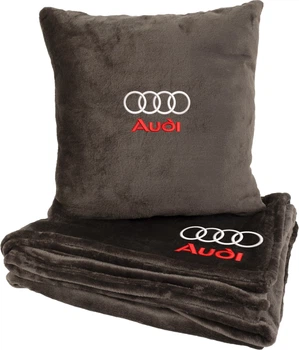 Подушка и плед в авто EVAtech из махры S для Audi коричневые (MBLMPSSZV003)