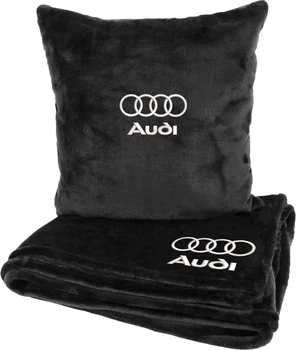 Подушка и плед в авто EVAtech из махры S для Audi черные (MBLMPSSBV095)