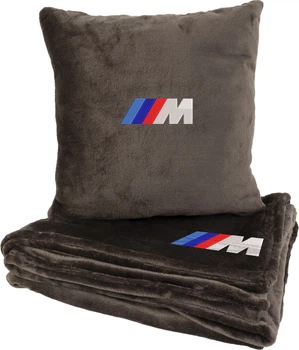 Подушка та плед в авто EVAtech із махри S для BMW M коричневі (MBLMPSSZV006)