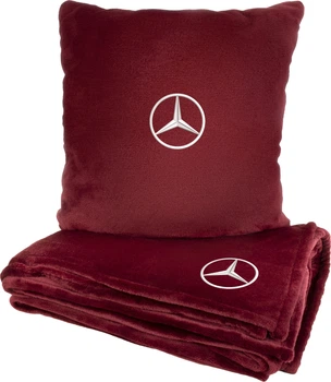 Подушка и плед в авто EVAtech из махры S для Mercedes-Benz красные (MBLMPSSRV016)