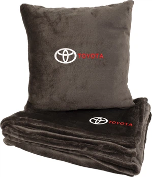 Подушка и плед в авто EVAtech из махры S для Toyota коричневые (MBLMPSSZV031)