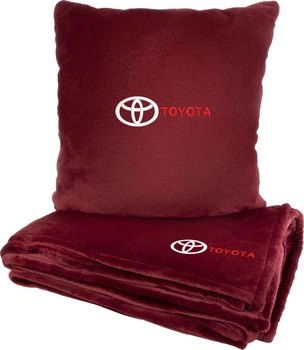 Подушка та плед в авто EVAtech із махри S для Toyota червоні (MBLMPSSRV031)