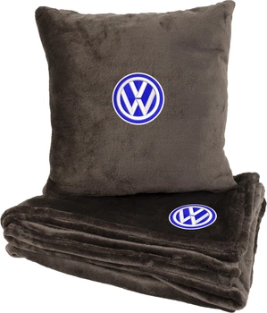 Подушка и плед в авто EVAtech из махры S для Volkswagen коричневые (MBLMPSSZV033)
