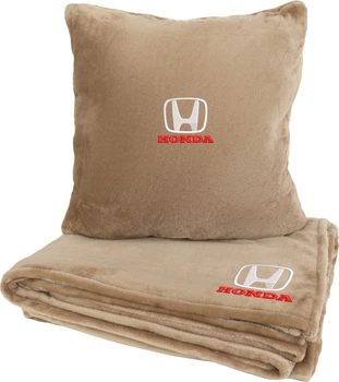 Подушка и плед в авто EVAtech из махры M для Honda бежевые (MBLMPSMIV060)