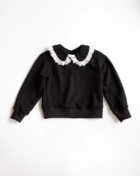 Світшот Мія з ажурним комірцем Alwair Kids Чорний 120см 81063