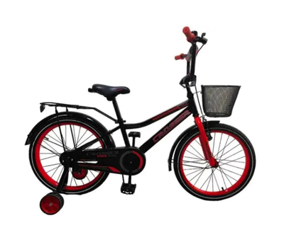 Детский двухколесный велосипед Rocky Crosser-13 12" с корзинкой и дополнительными колесами красный для малышей от 2 лет с ножным тормозом углеродистая сталевая рама легкий и безопасный