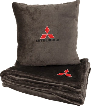Подушка и плед в авто EVAtech из махры S для Mitsubishi коричневые (MBLMPSSZV020)