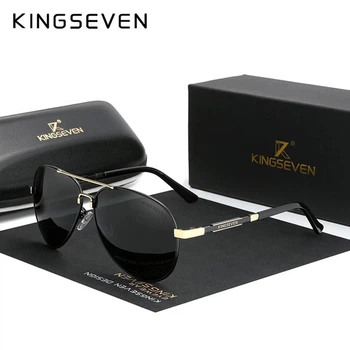 Мужские поляризационные солнцезащитные очки KINGSEVEN N7899 Gold Gray