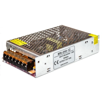 Блок живлення для LED стрічки 12V 240Вт (20А) негерметичний IP20 МТК electro, серія MN