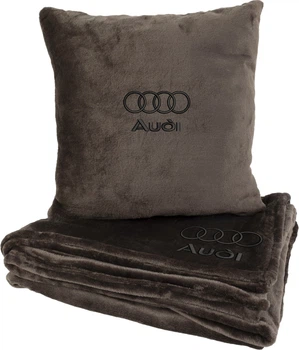 Подушка и плед в авто EVAtech из махры S для Audi коричневые (MBLMPSSZV096)