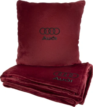 Подушка и плед в авто EVAtech из махры S для Audi красные (MBLMPSSRV096)