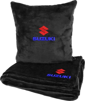 Подушка и плед в авто EVAtech из махры S для Suzuki черные (MBLMPSSBV044)