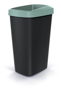 Смітник Prosperplast Compacta Q прямокутний з відкритою кришкою 45л чорний Зелений обідок