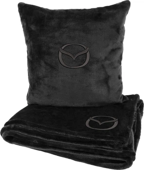 Подушка та плед в авто EVAtech із махри S для Mazda чорні (MBLMPSSBV100)
