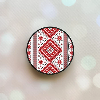Держатель для смартфона / планшета попсокет Popsocket Черный :: Вышиванка (принт 4_6)
