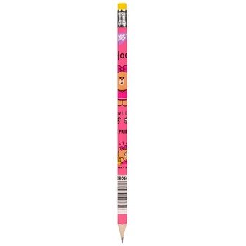 Олівець графітовий YES 280669 HB Line Friends.Choco, трикутний з ластиком (36) /280669/