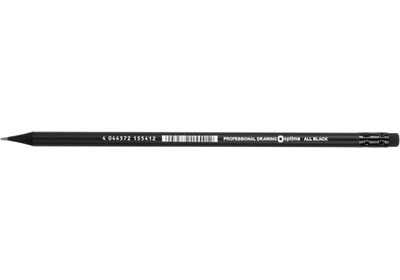 Олівець графітовий OPTIMA 15541 HB All BLACK, корпус чорний, з гумкою (12) /O15541/